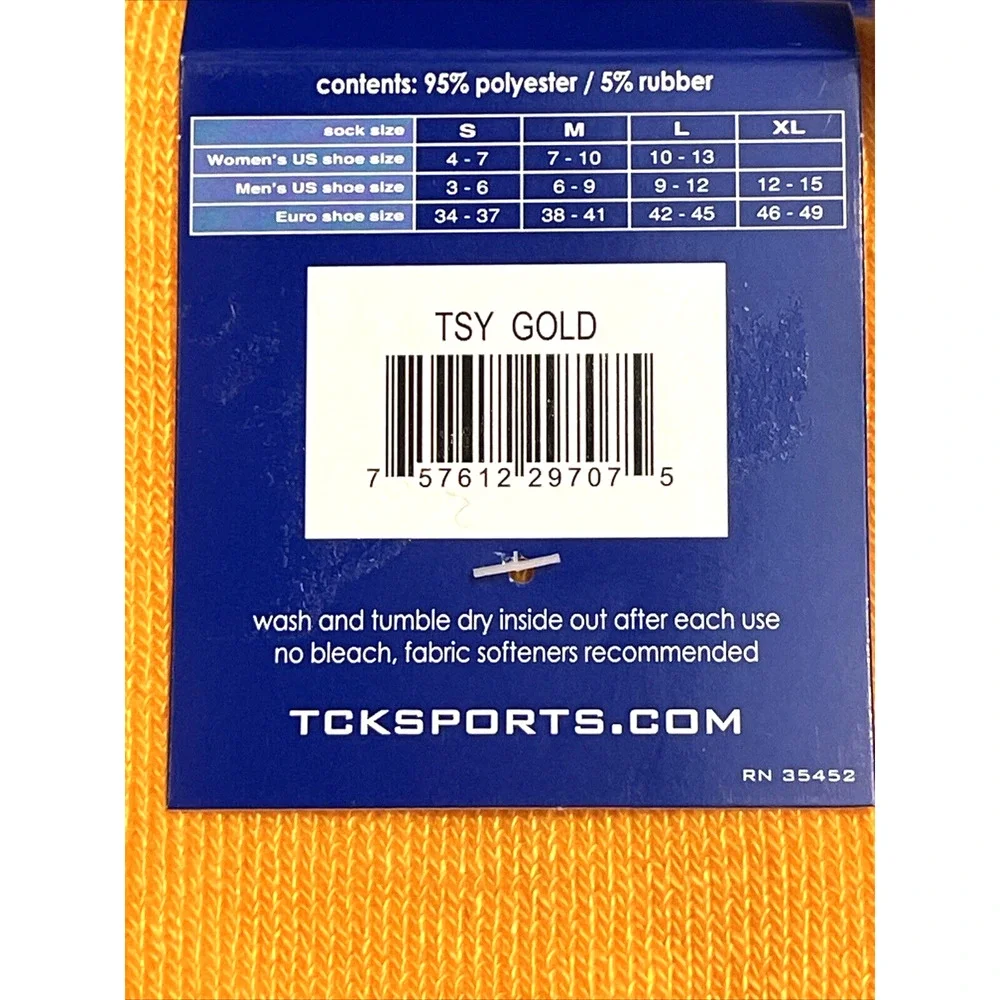 TCK 2 Pairs Multisport Socks Football Soccer Baseball Softball Unisex Gold Small